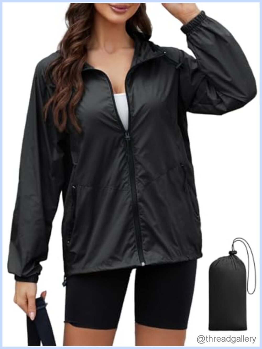 Women's Packable Rain Jacket Lightweight Hooded Windbreaker Travel